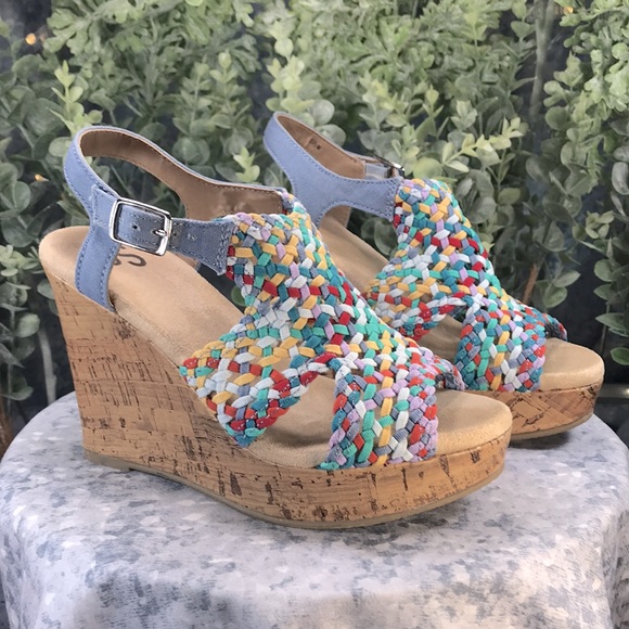 SO Taffy Multi Macramé Open Toe 4” Corkbottom Wedge Heels WMS 5.5M🌟Like NEW🌟 - Picture 11 of 11